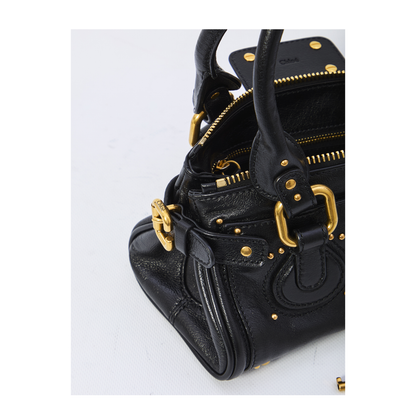 Paddington Small Buffalo Leather Shoulder Bag - Black