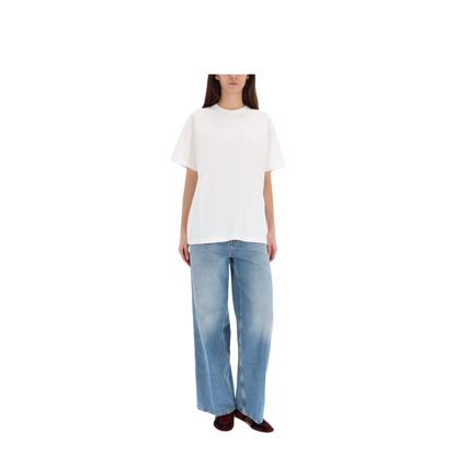 Cotton Jersey T-Shirt with Embroidery in White