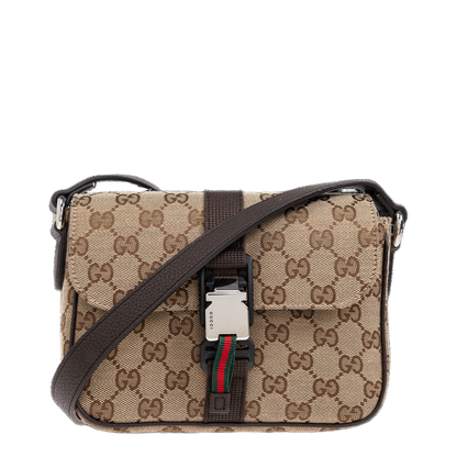 Ophidia Small Canvas Crossbody Bag - Beige