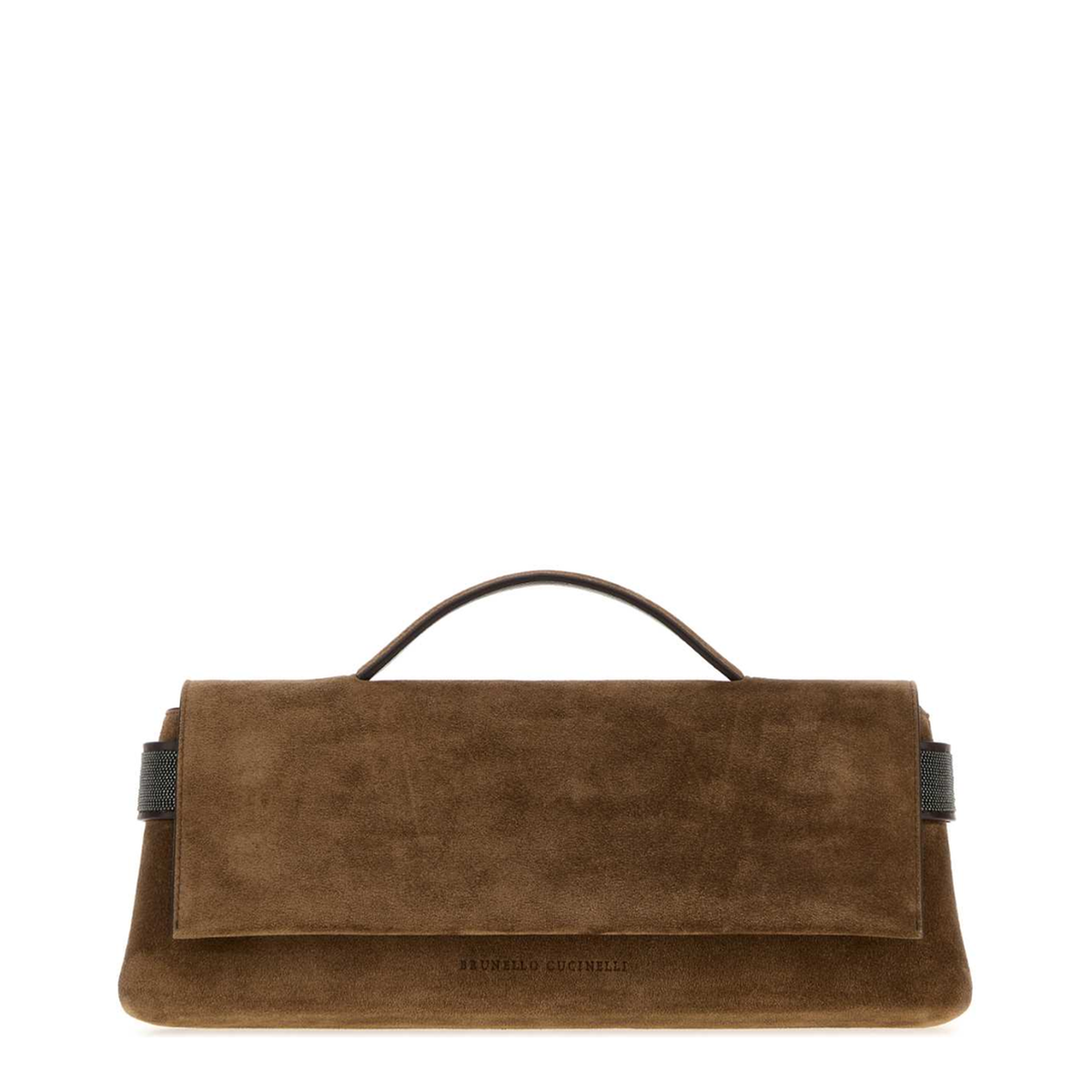Essence Medium Suede Leather Clutch - Caramel