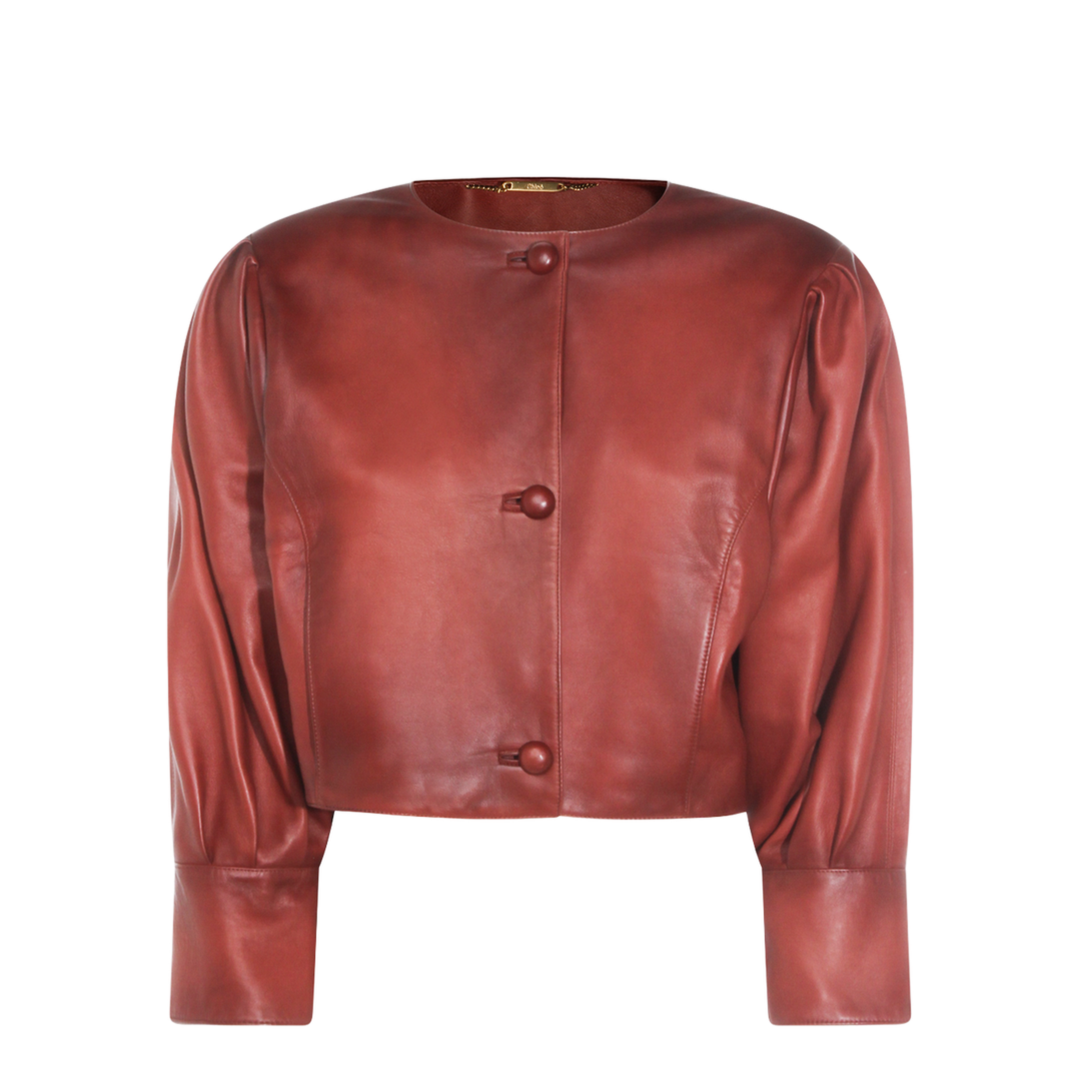 Short Burgundy Jacket in Plongé Nappa Leather
