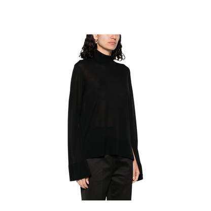 Slit Sleeve Turtleneck Black