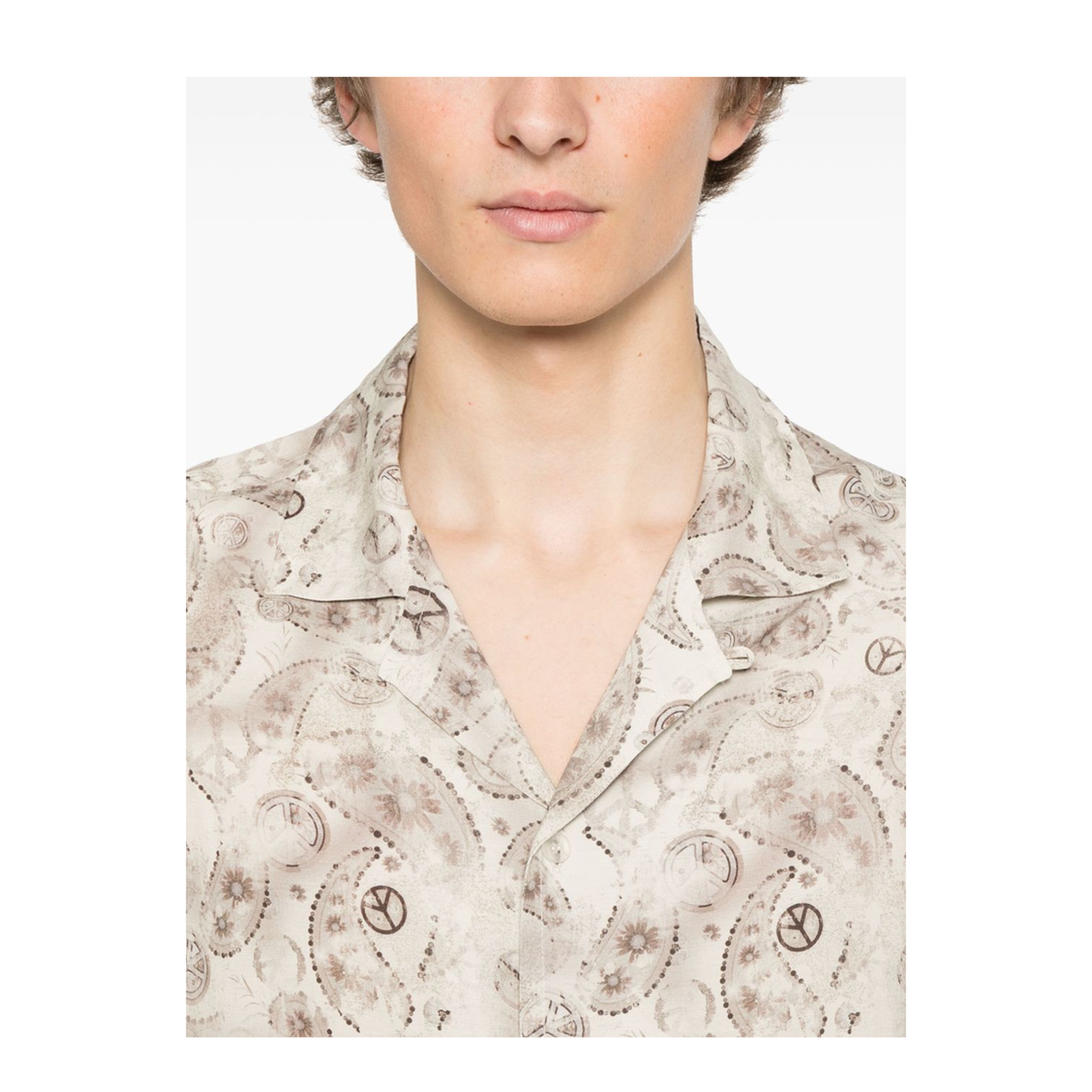 Short-Sleeved Viscose-Blend Shirt with All-Over Print