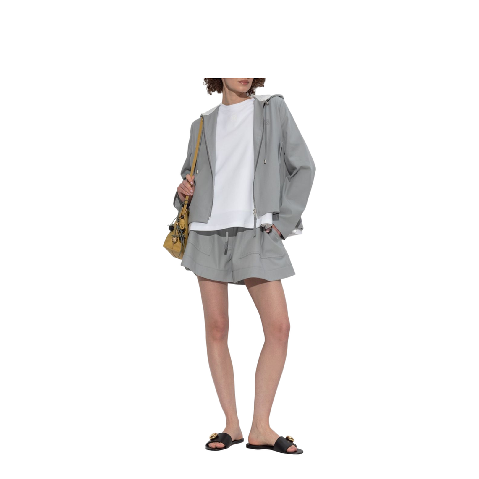 Hooded Jacket in Cotton Grey