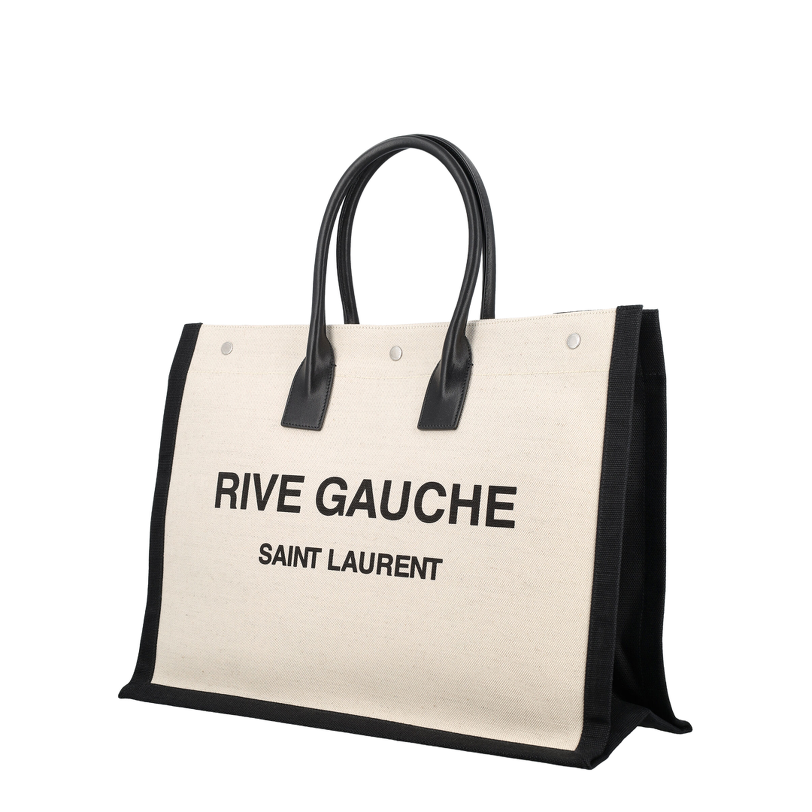 Rive Gauche Large Canvas Tote Bags - White
