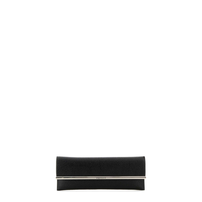 Black Leather Cross B-Long Clutch