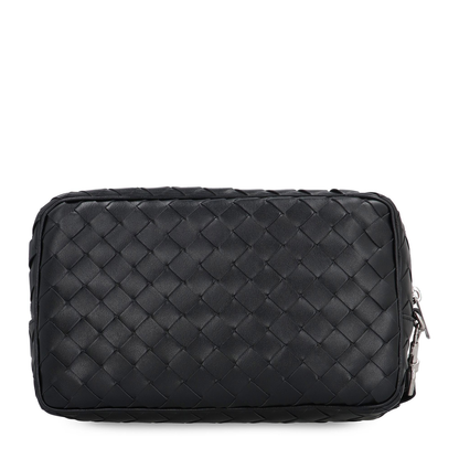 Intrecciato Leather Pouch - Black