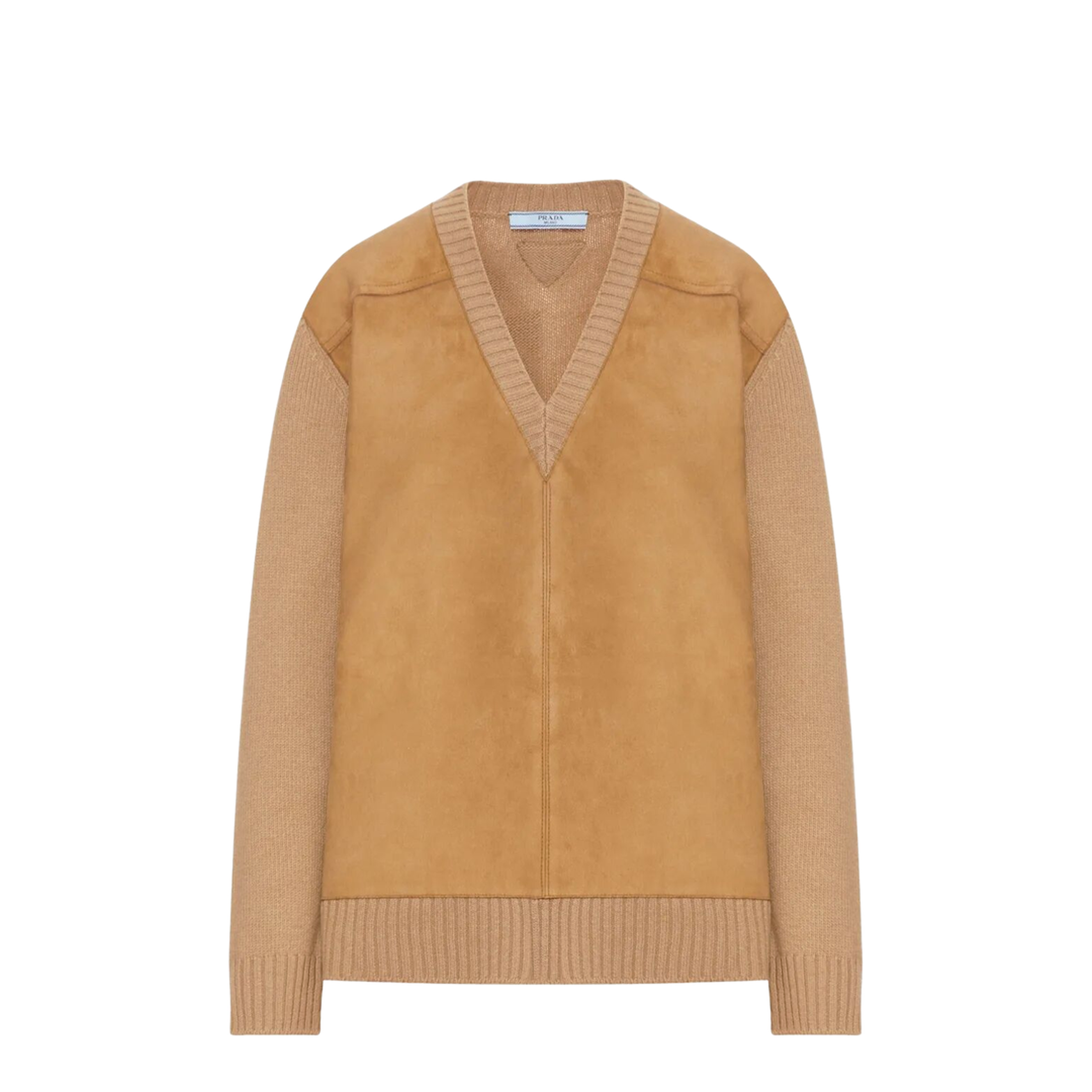 MAYFEYR - Prada - Suede-Panel V-Neck Wool Sweater - P24T2BSOOO173P