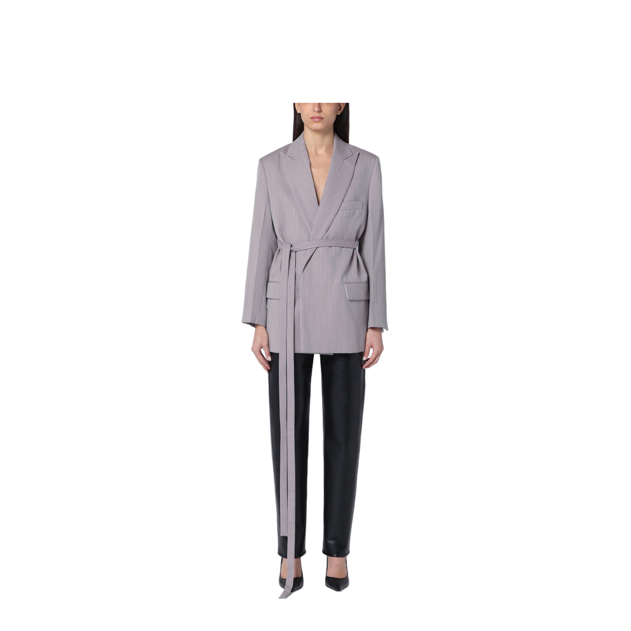 Light Grey Wool Jacket with Belt