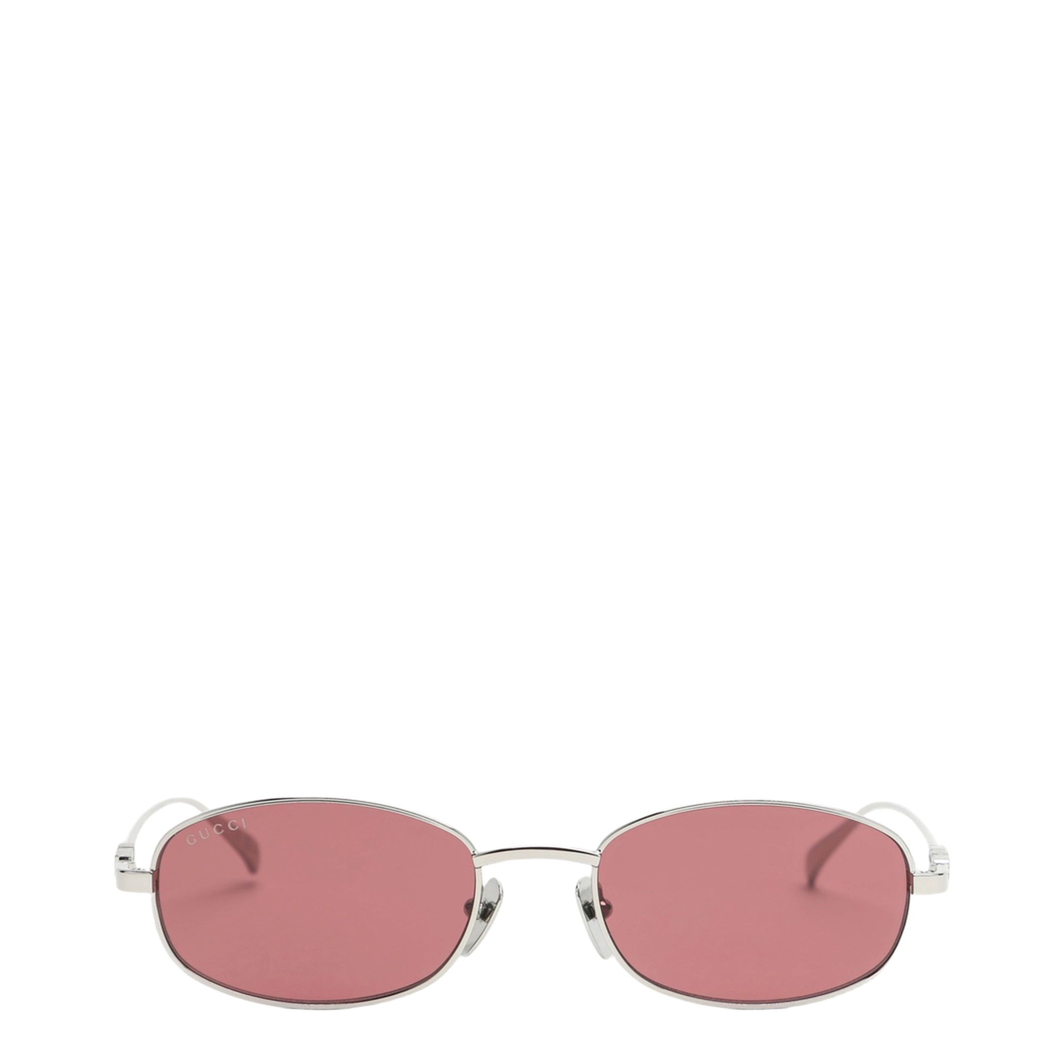 Silver Red Oval Sunglasses