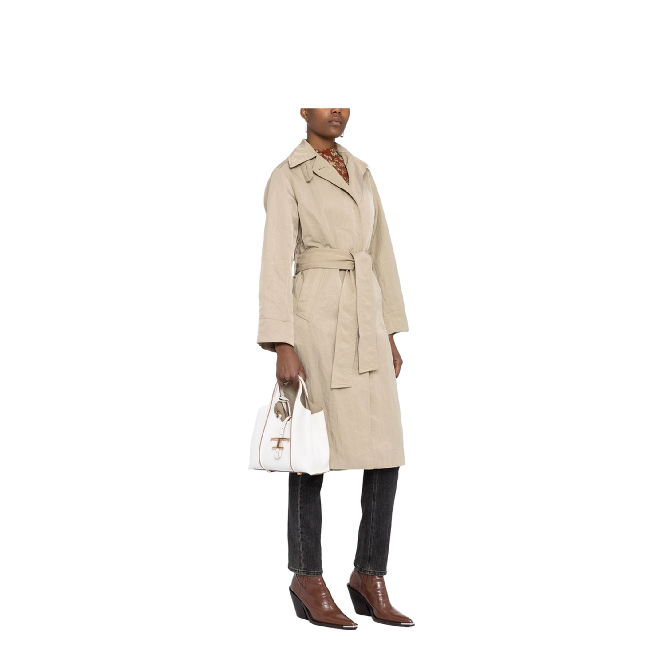 T Timeless Shopping Bag in Leather Mini - White
