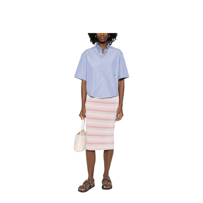 Striped Piqué Midi Skirt
