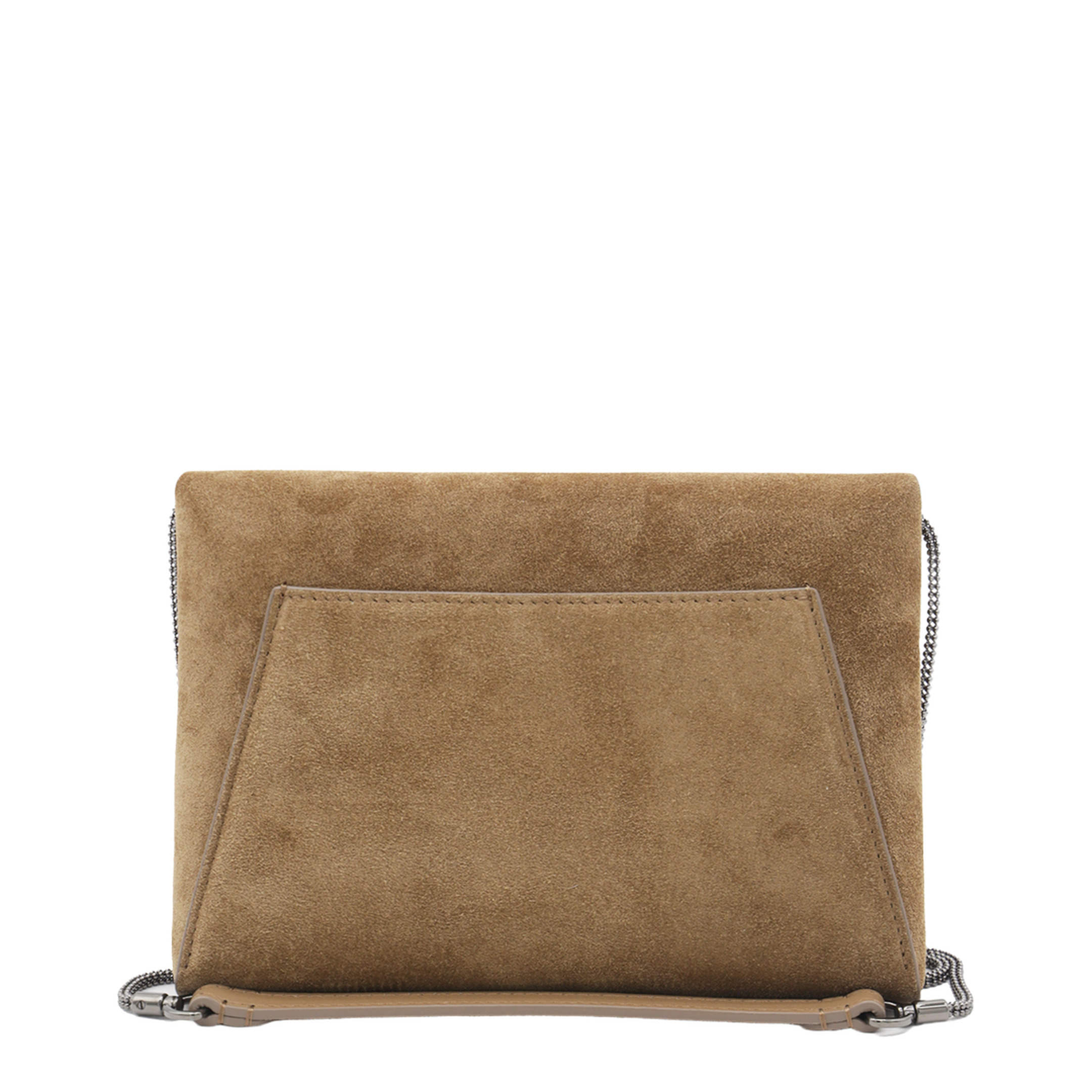Suede Clutch Bag Brown