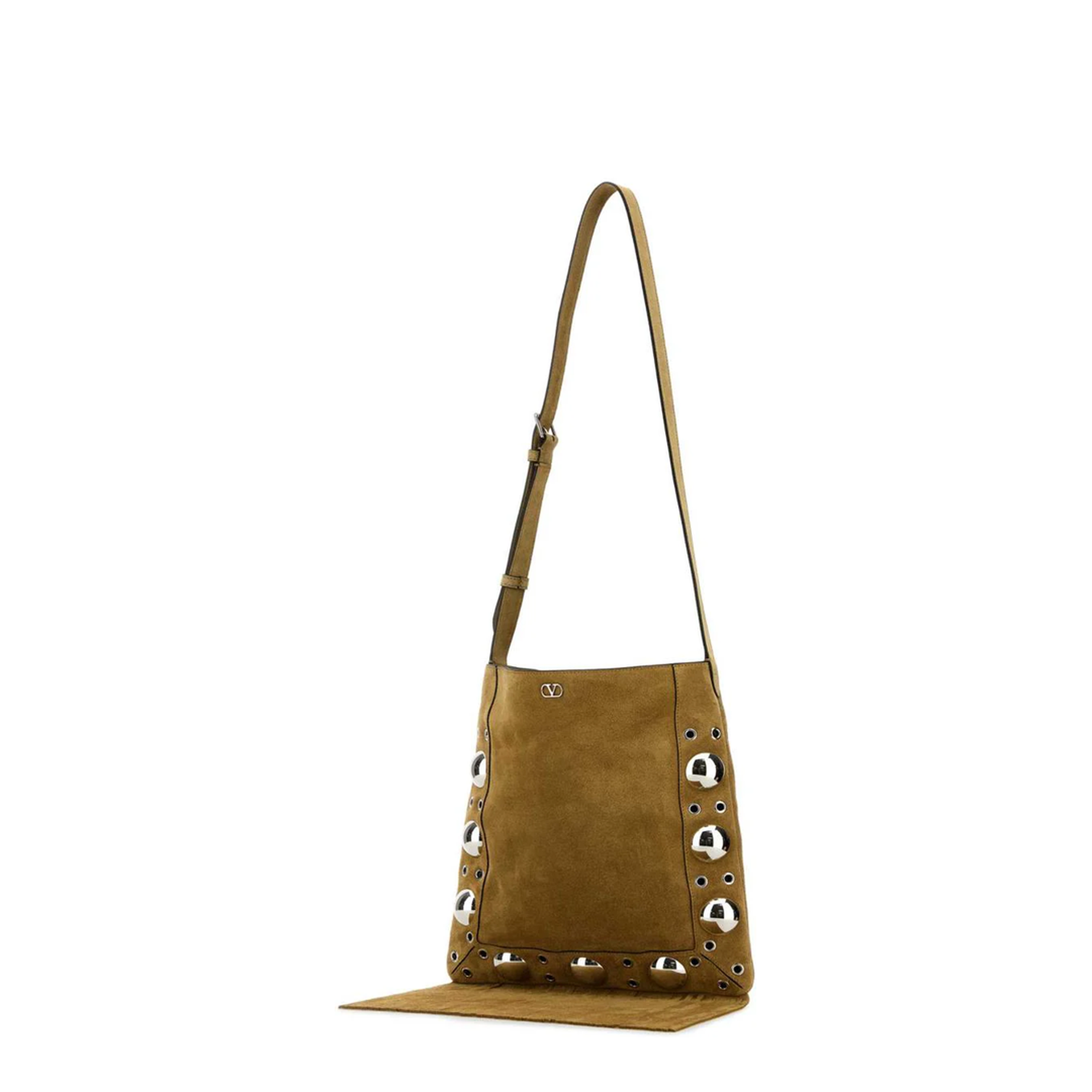 Beige Suede Crossbody Bag