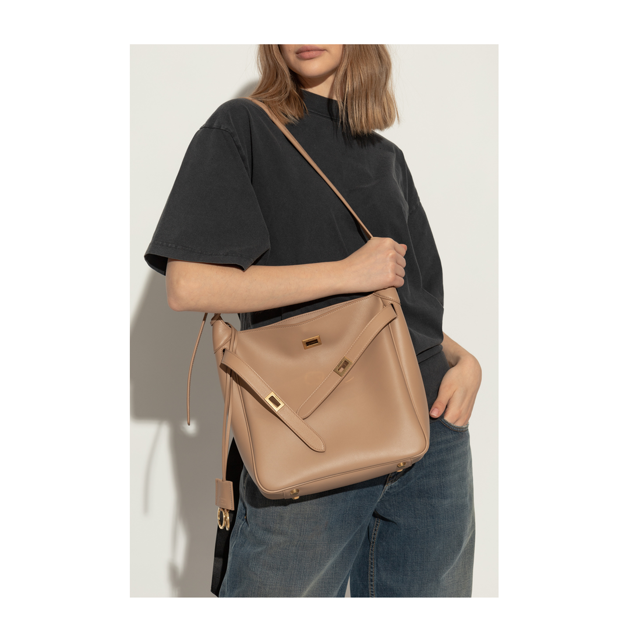 MAYFEYR - Balenciaga - Bel Air Small Hobo Bag In Latte - Reversible - 8110182ABAV2621