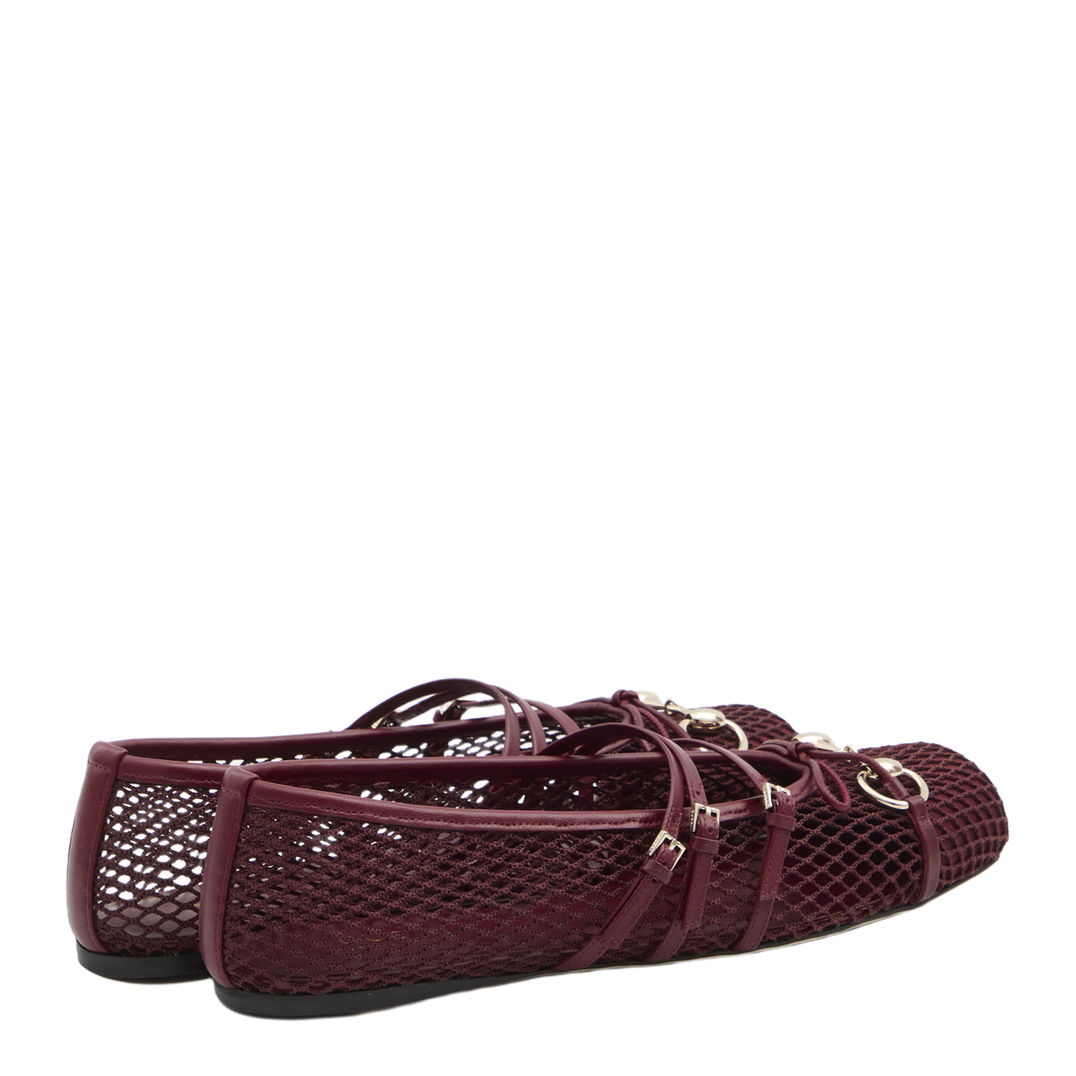 Horsebit Ballet Flat in Rosso Ancora Mesh