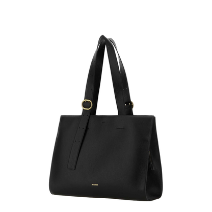 Black Leather Shopping Bag