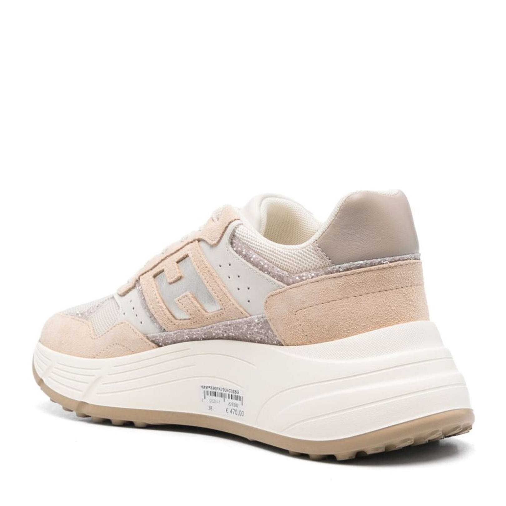 Blush Beige Front Lace-Up Fastening Chunky Sole