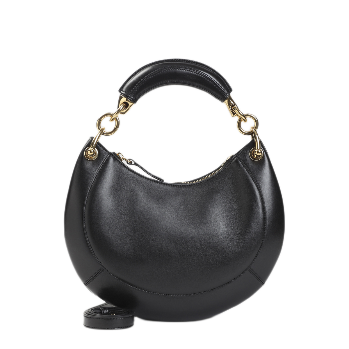 Banana Small Lambskin Hobo - Black