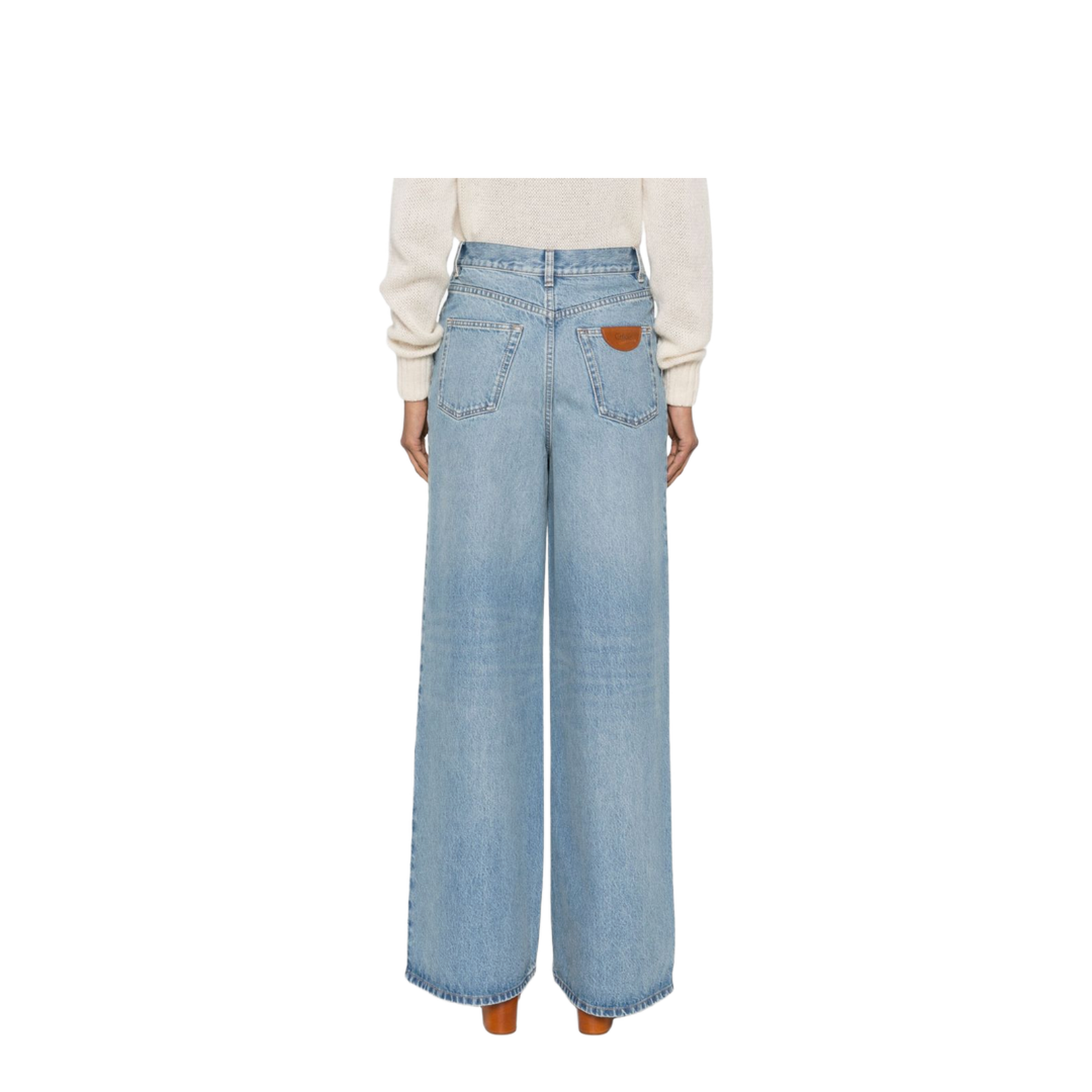 High-rise wide-leg jeans in denim