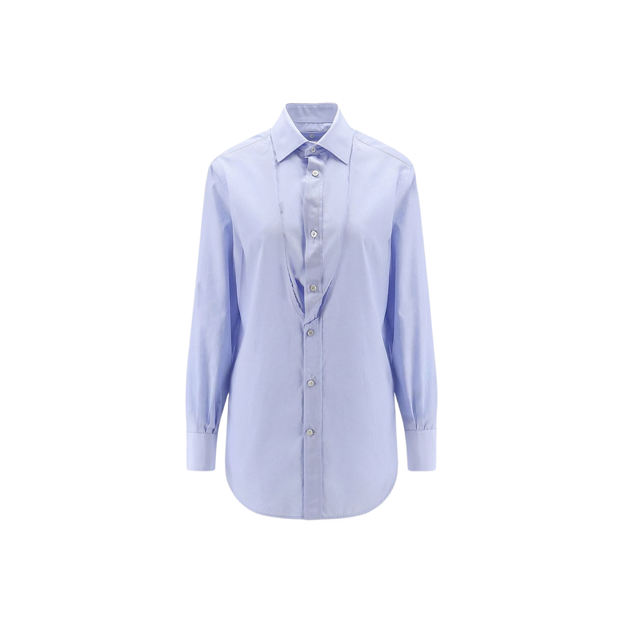 Light Blue Blouse with Folded Collar