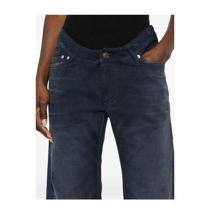 Curved Waist Pants in Navy/Dirty Dark