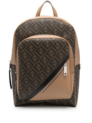 Ff Coated Canvas And Smooth Leather Backpack Multicolor