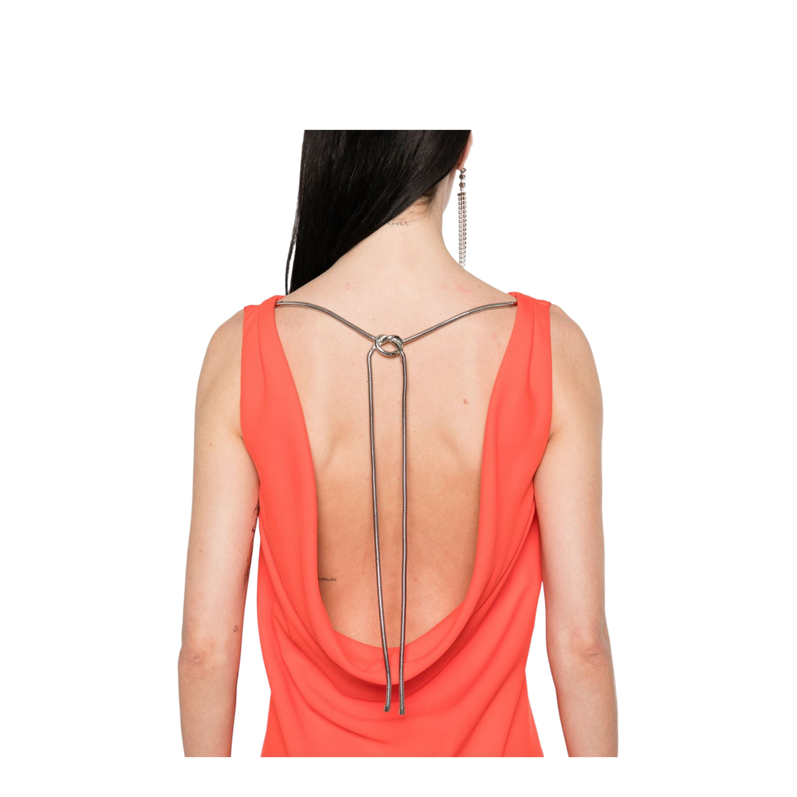 Burnt Orange Open Back Sleeveless Knot Detailing Dress