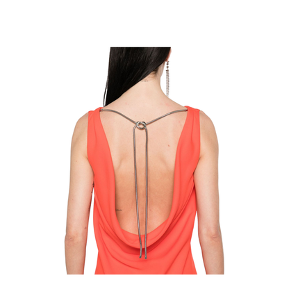 Burnt Orange Open Back Sleeveless Knot Detailing Dress