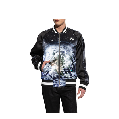 Printed Earth and Stars Bomber Jacket