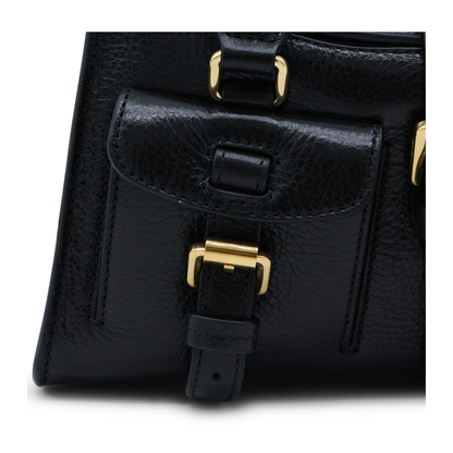 Mini Roxanne High Shine Leather Handbag - Black