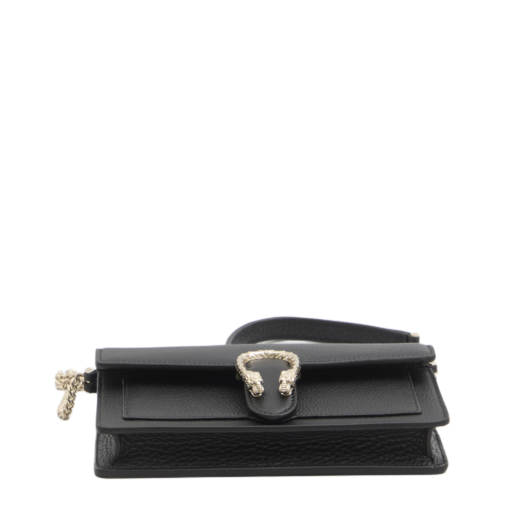 Wallet on chain in black leather