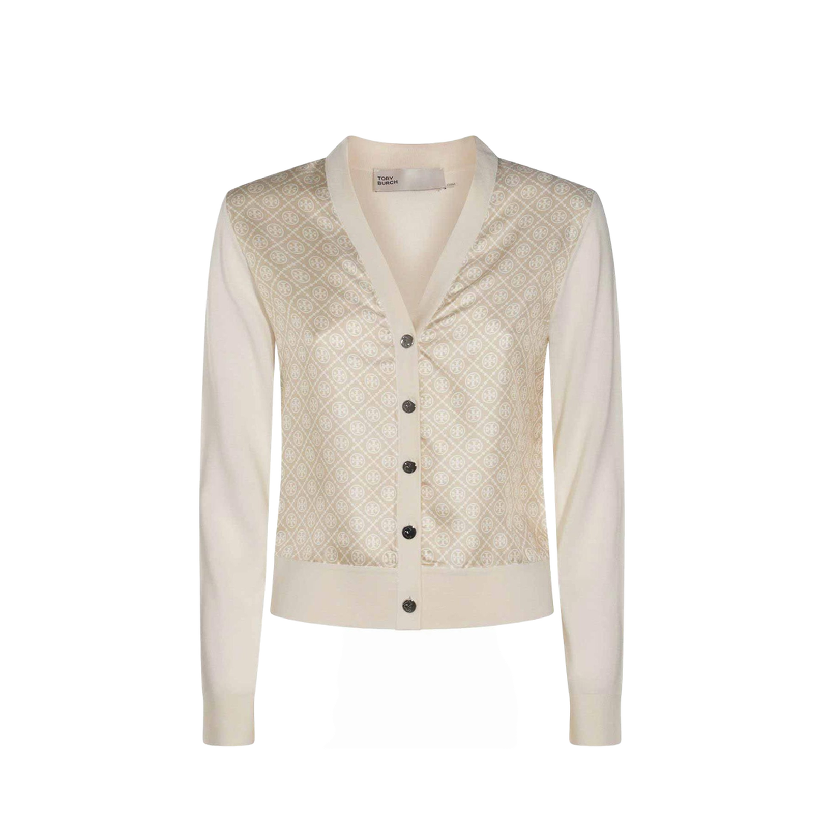 Cropped Silk Front Cardigan