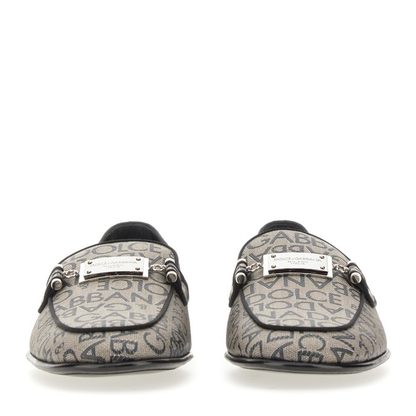 Loafers with all-over lettering logo print