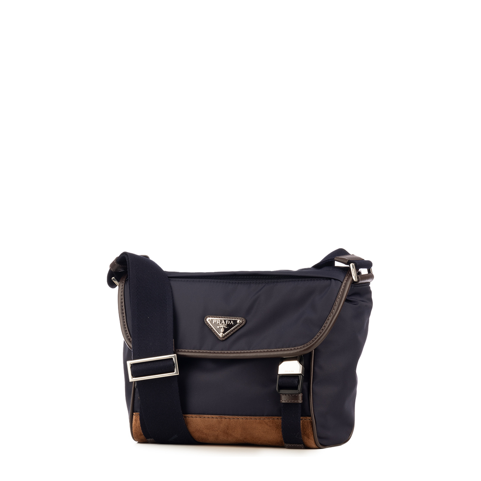 Two-tone Nylon and Leather Crossbody Bag