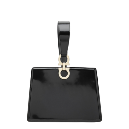 Double Gancini Mini Leather Clutch - Nero