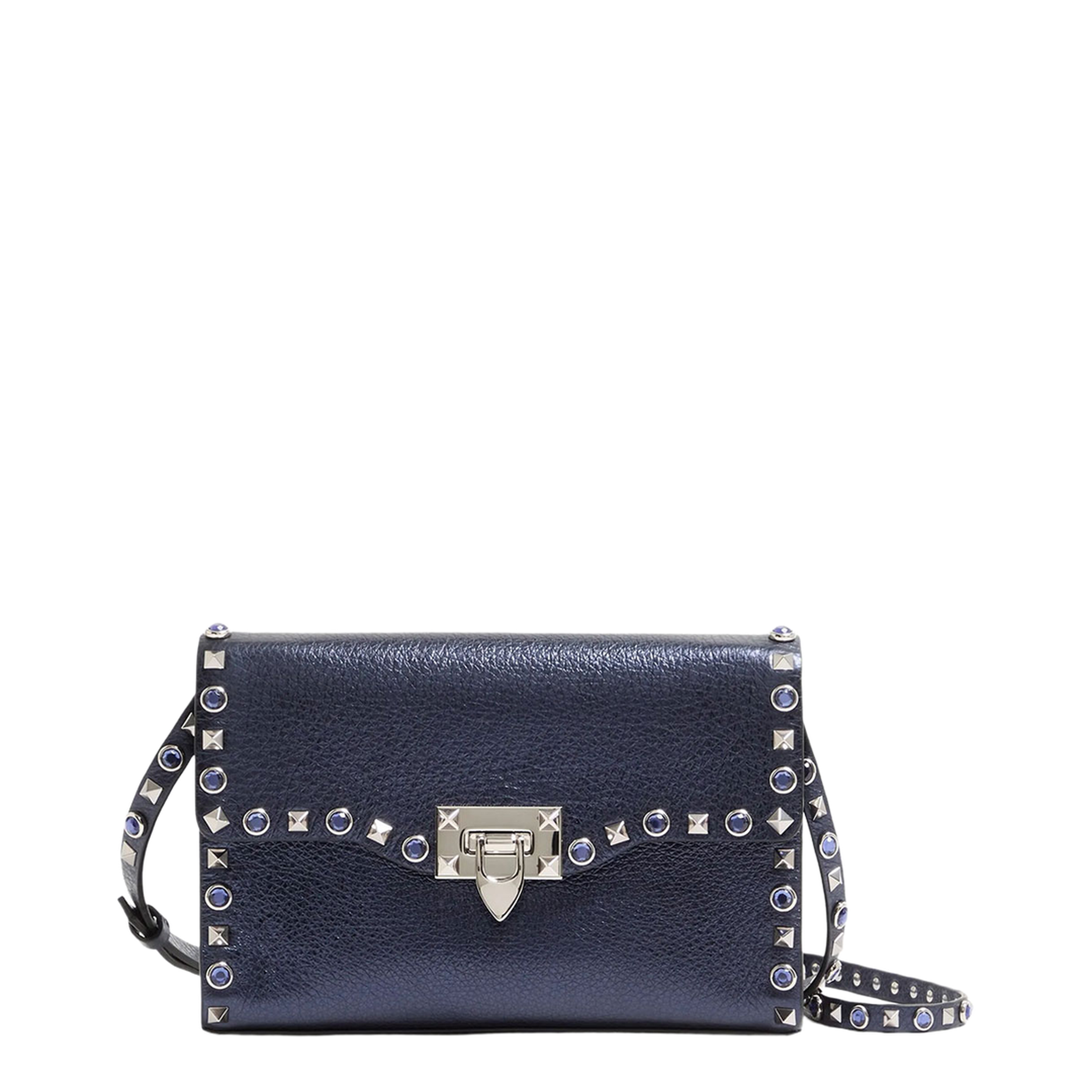 MAYFEYR - Valentino - Rockstud Small Shoulder Bag In Laminated Leather With Cabochon Stones - WB0181PAXF8Y