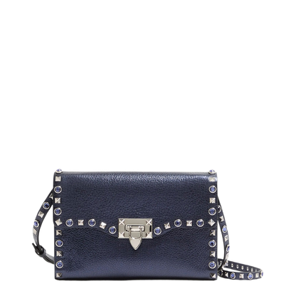 MAYFEYR - Valentino - Rockstud Small Shoulder Bag In Laminated Leather With Cabochon Stones - WB0181PAXF8Y