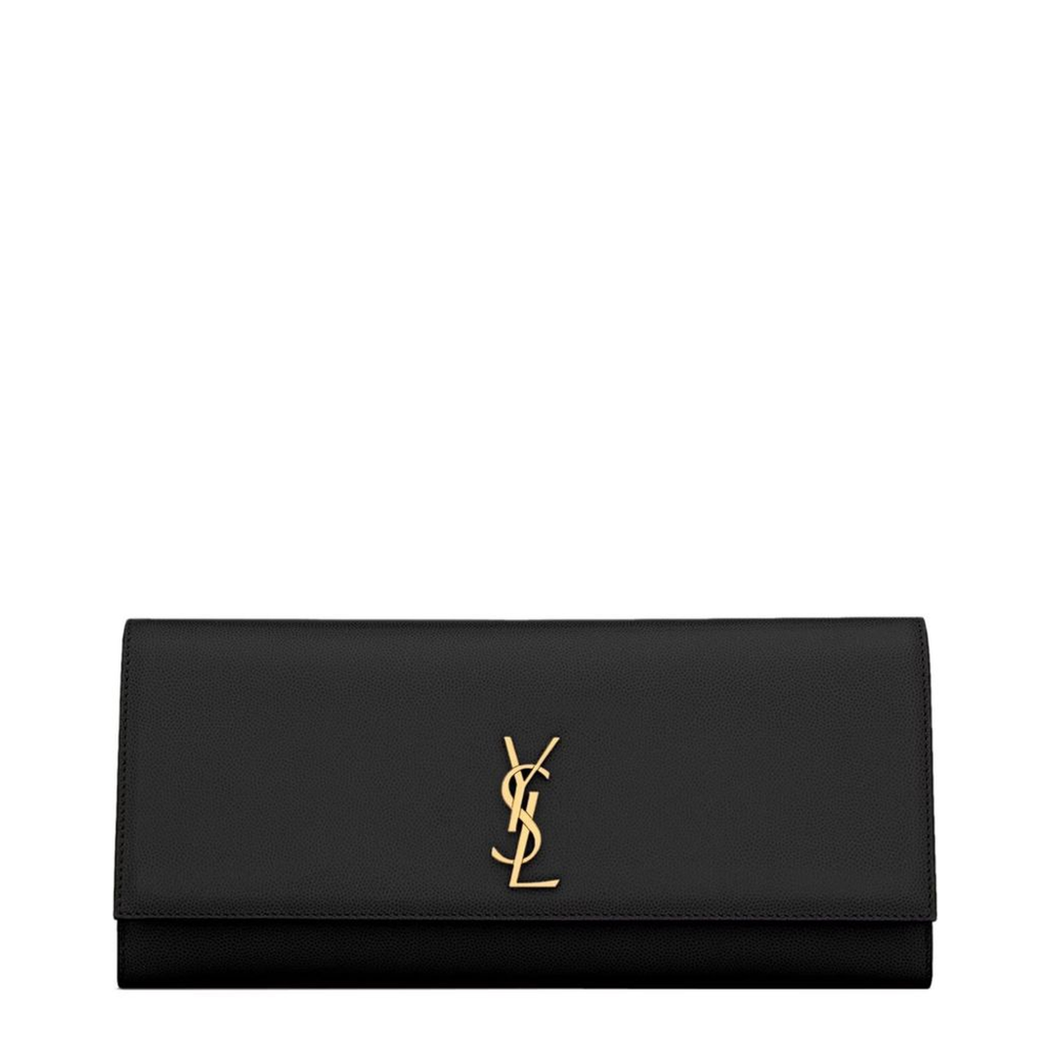 Kate Grain de Poudre Leather Clutch - Black