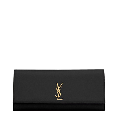 Kate Grain de Poudre Leather Clutch - Black