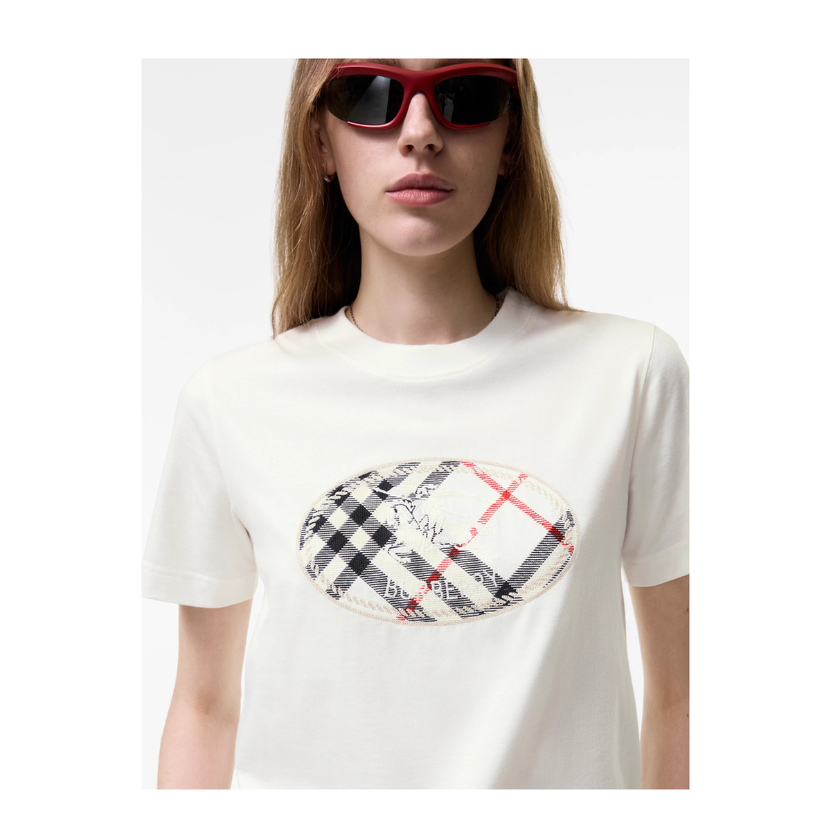 Knight Stamp Check Cotton T Shirt