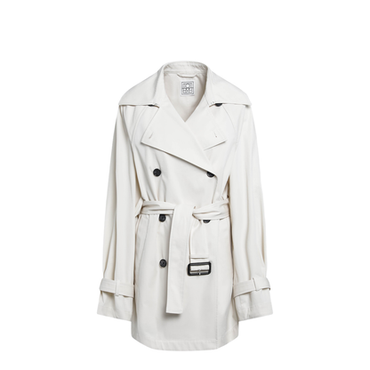 Ivory Double-Breasted Cotton Trench Coat