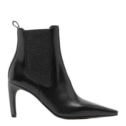 Leather Boots with Monili Detail on the Heel
