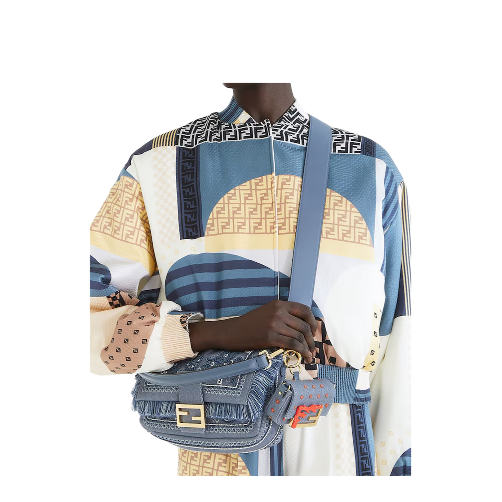 Baguette Denim Top Handle Bags - Blue