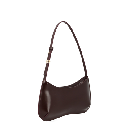 Le Bisou Medium Calf Leather Shoulder Bag - Bordeaux (Dark Burgundy)
