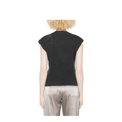 Dark Grey Ribbed Knit Sleeveless Top