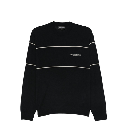 Virgin-wool jumper with jacquard logo