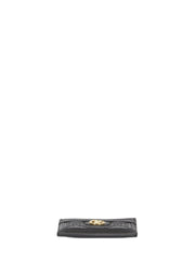 Gg Matelasse Card Case Black In Leather Gold-Tone