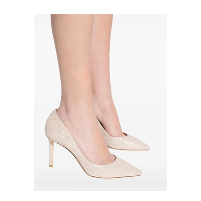 MAYFEYR - Jimmy Choo - Champagne Coarse Glitter Fabric Pumps - ROMY85GQI