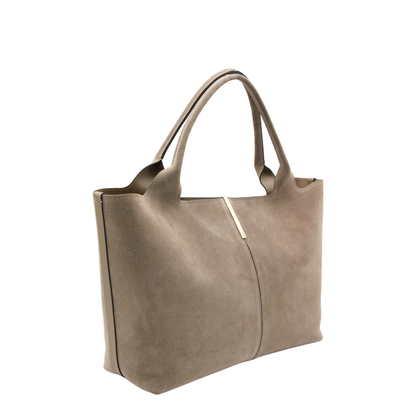 Medium Small Suede Shopping Bag - Beige
